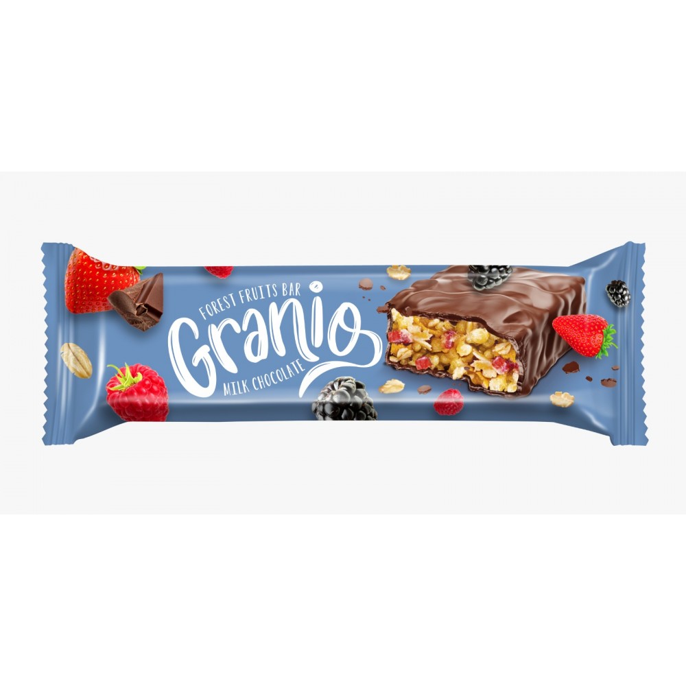 Granio Sütlü Çikolata Kaplamalı Meyveli Bar 40 gr x 24 Adet